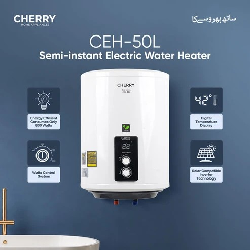 l8cz7rmt Cherry Digital Watt Control & Temperature Control Electric Water Heater CEH-50 D - Image 1